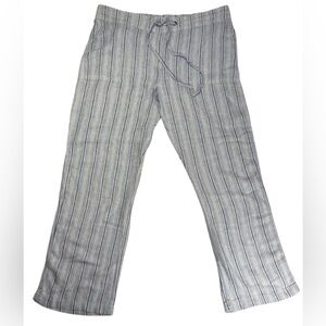Beachy Boho Vacation Yoga Linen Blend Striped Pull On Pants Size XL